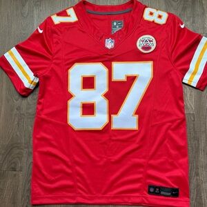 NFL Red Jersey with Team Logo and Number